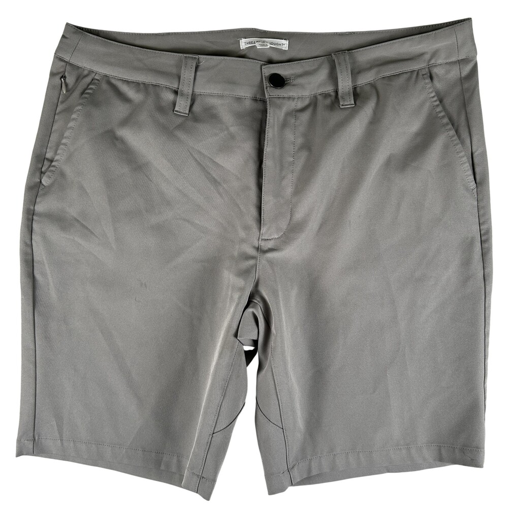 Threads 4 Thought Chino Shorts Mens 33 Gray Stretch Flat Front Casual Summer 9"